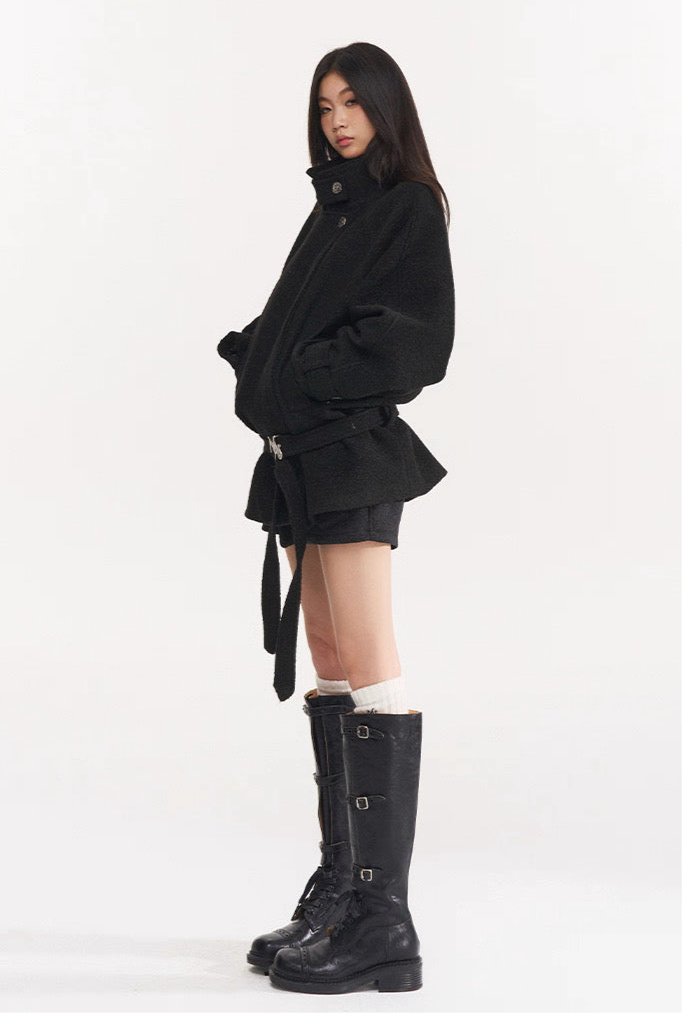 NAWS BLACK WOOL COAT