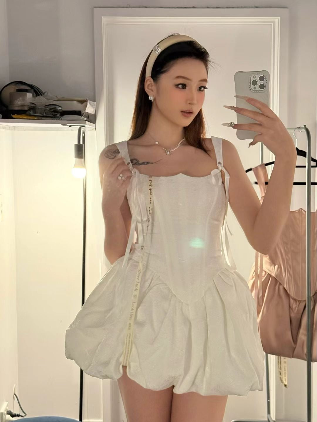 Sheer luck Elegant Waistline Mini Bubble Dress