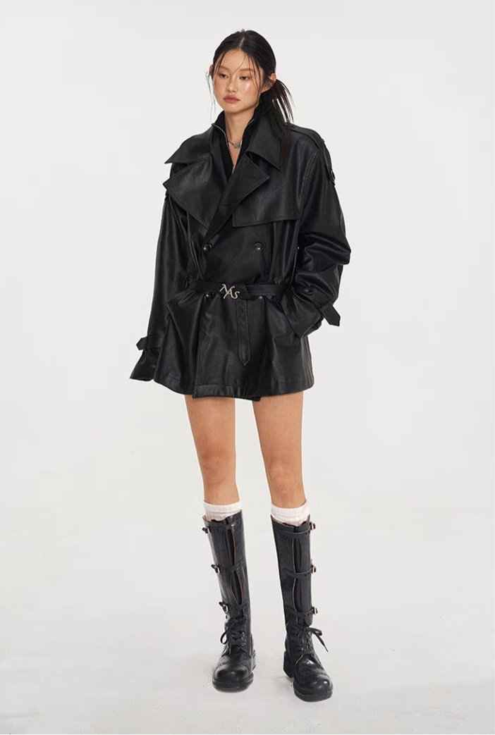 NAWS BLACK LEATHER TRACK SUIT