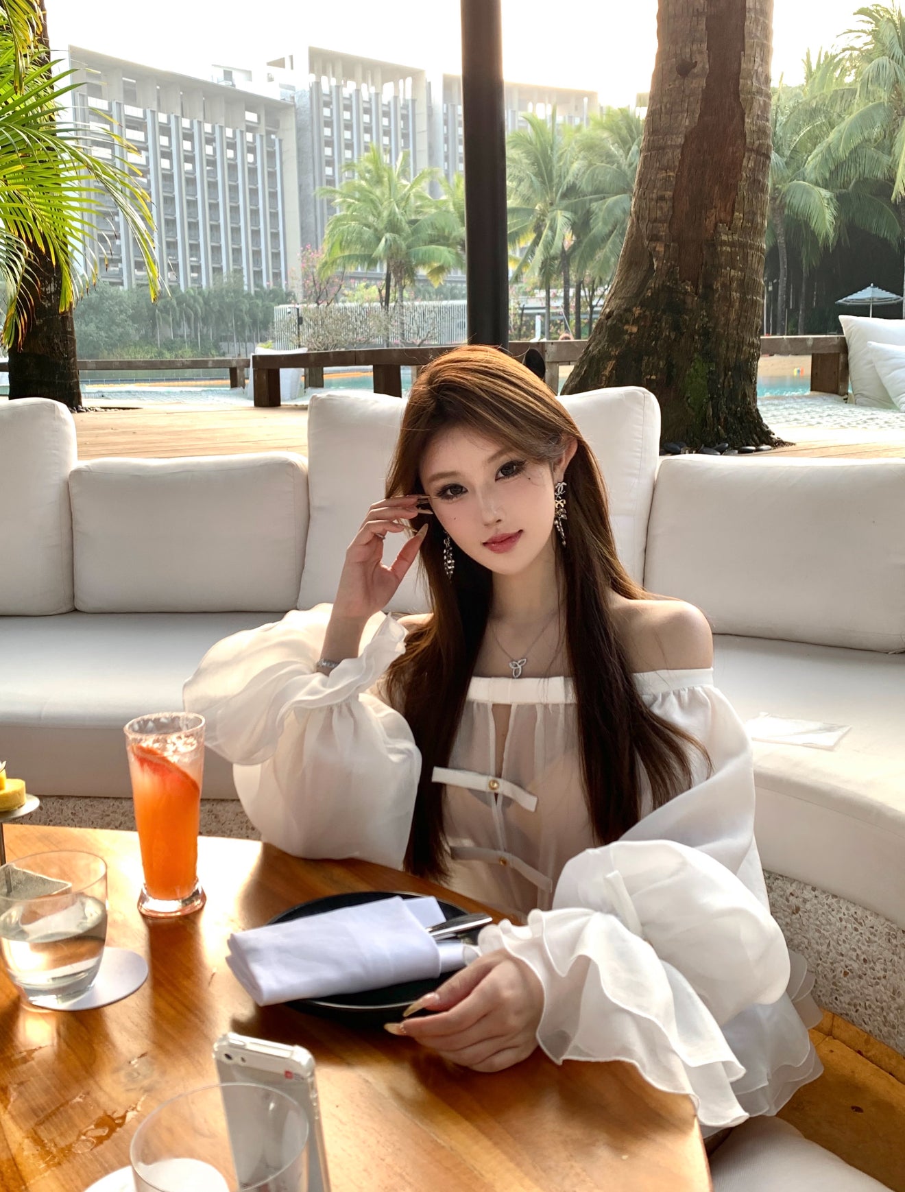 Sheer luck Off-shoulder Bubble Sleeve Puff Dress