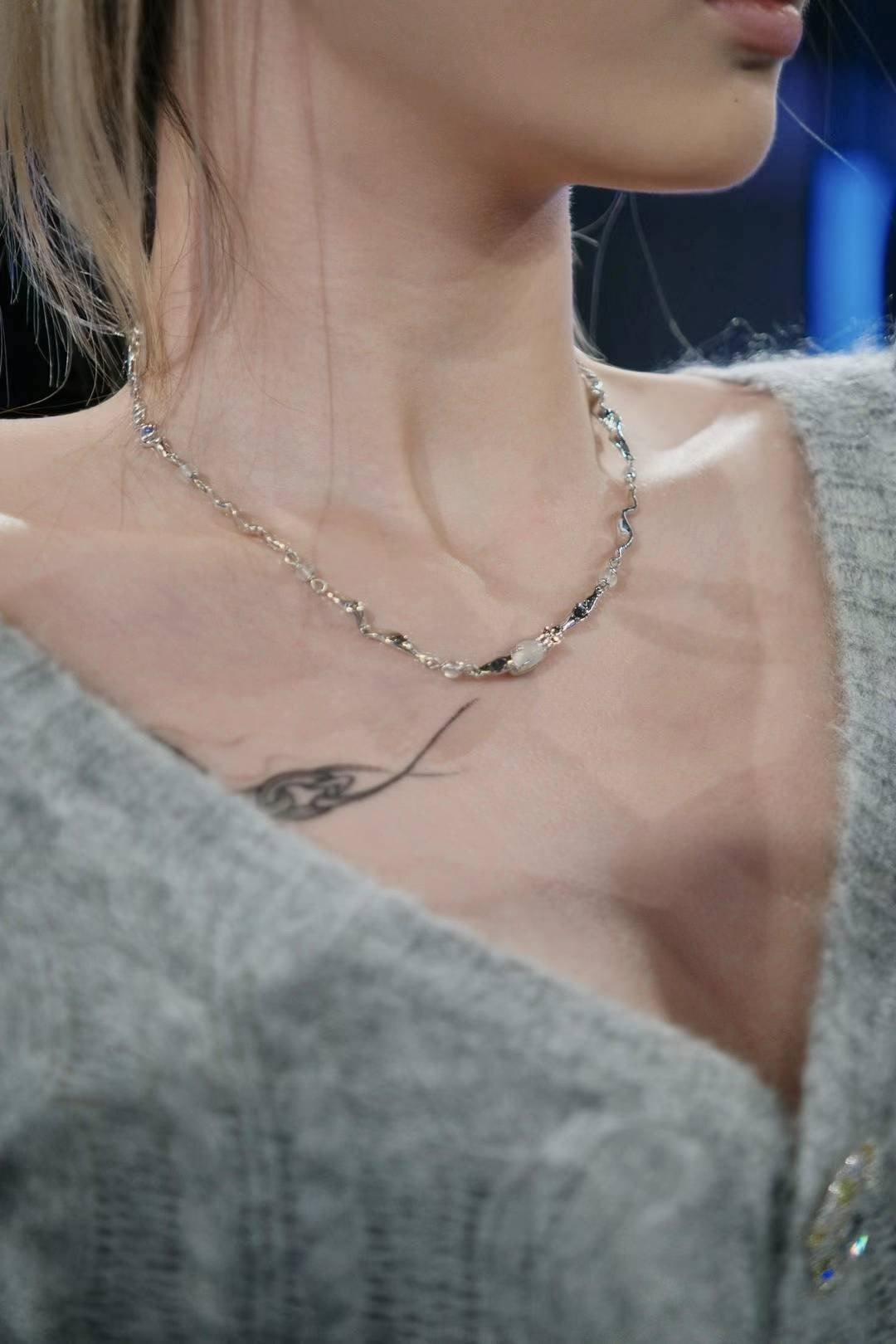Miowrhyme moonstone silver necklace