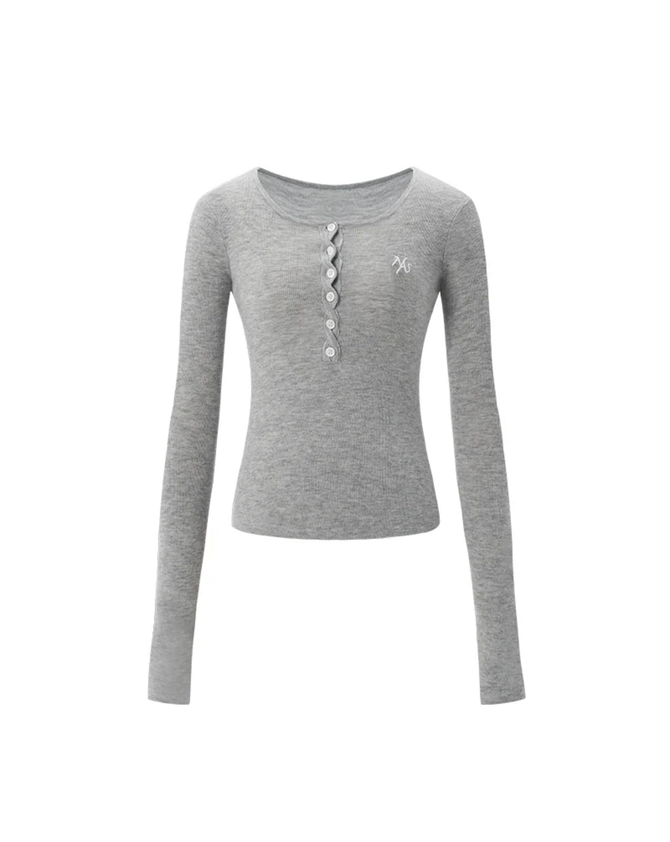 NAWS GRAY TWISTED HENLEY COLLAR KNITWEAR TOP