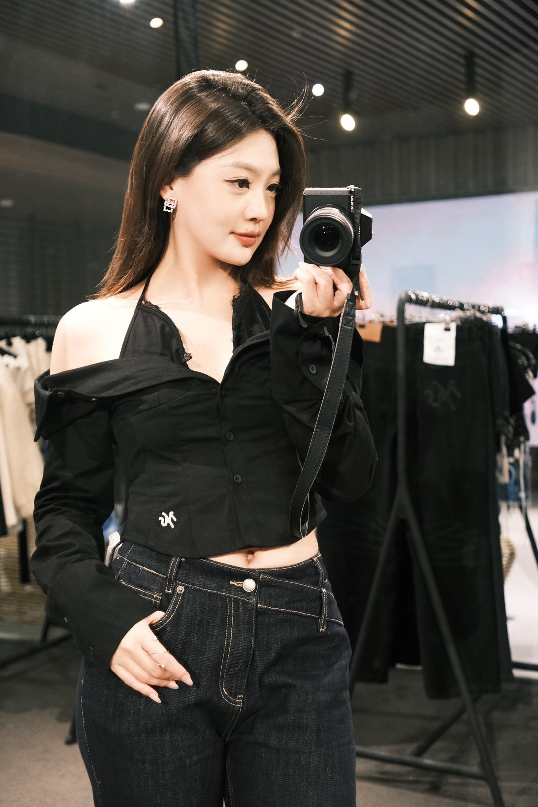 NAWS SIREN LACE BLACK SHIRT