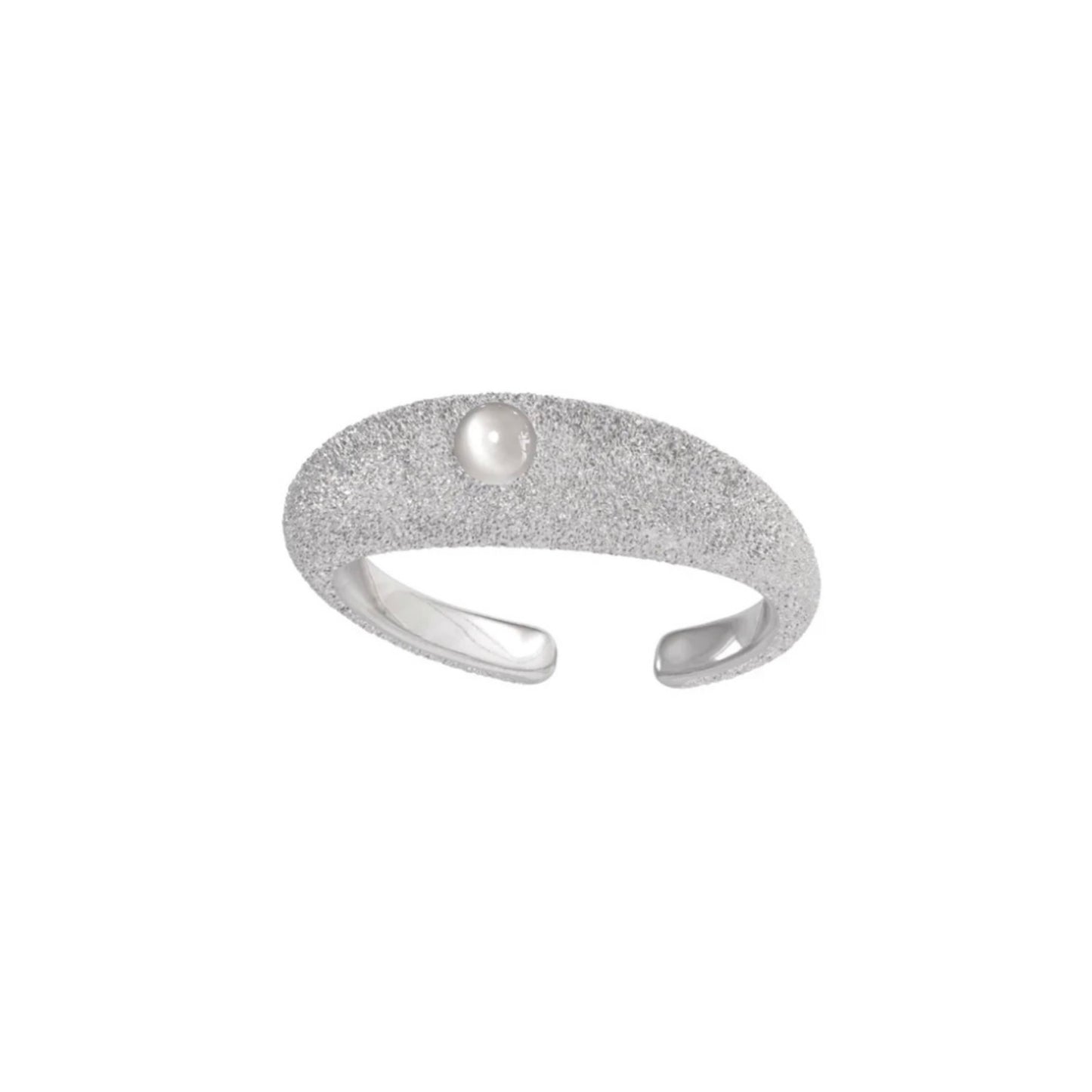 Miowrhyme matte silver moonstone ring