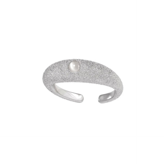 Miowrhyme matte silver moonstone ring
