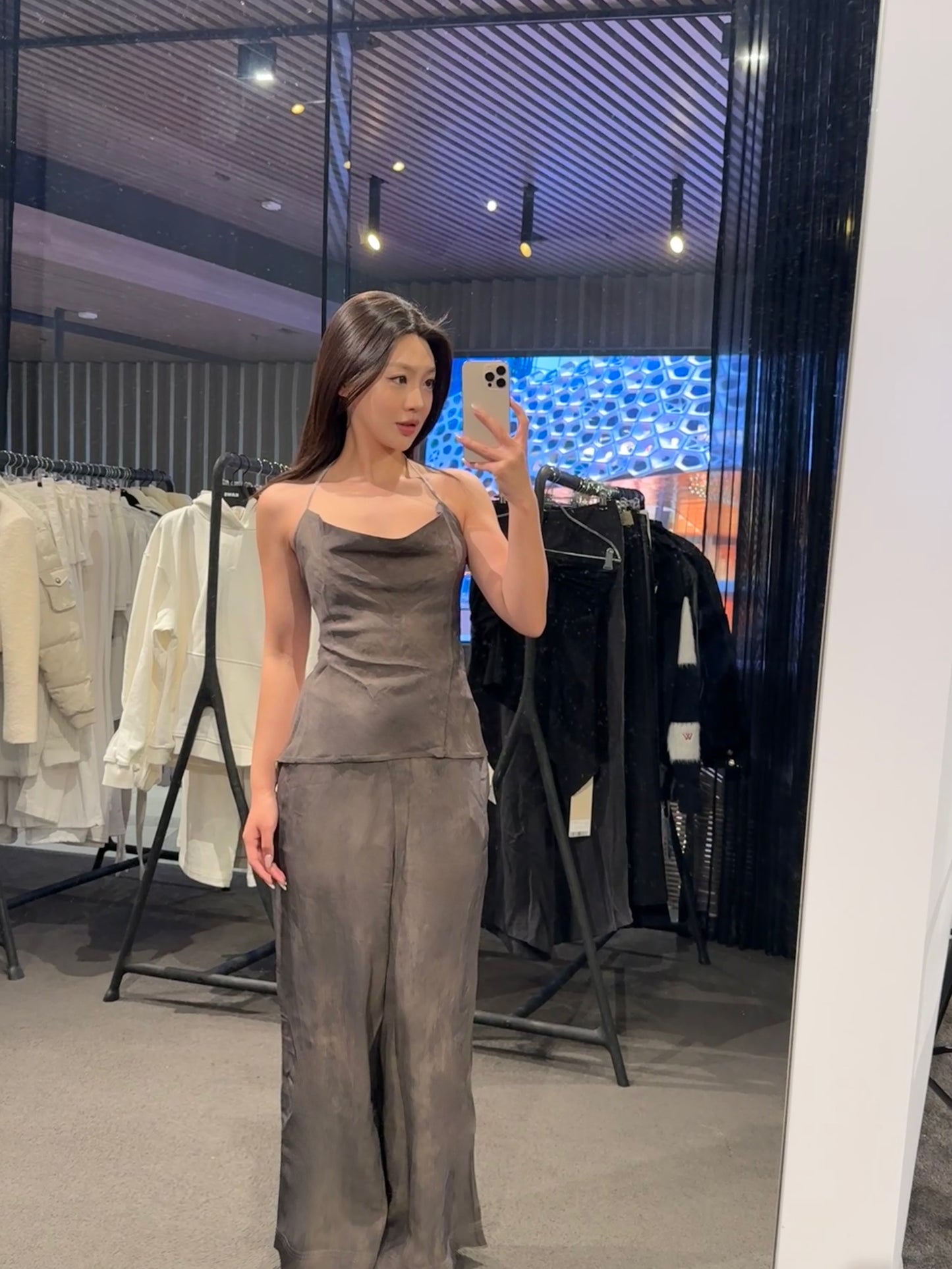 Elywood GREEN DRAPED HALTER STRAP TOP