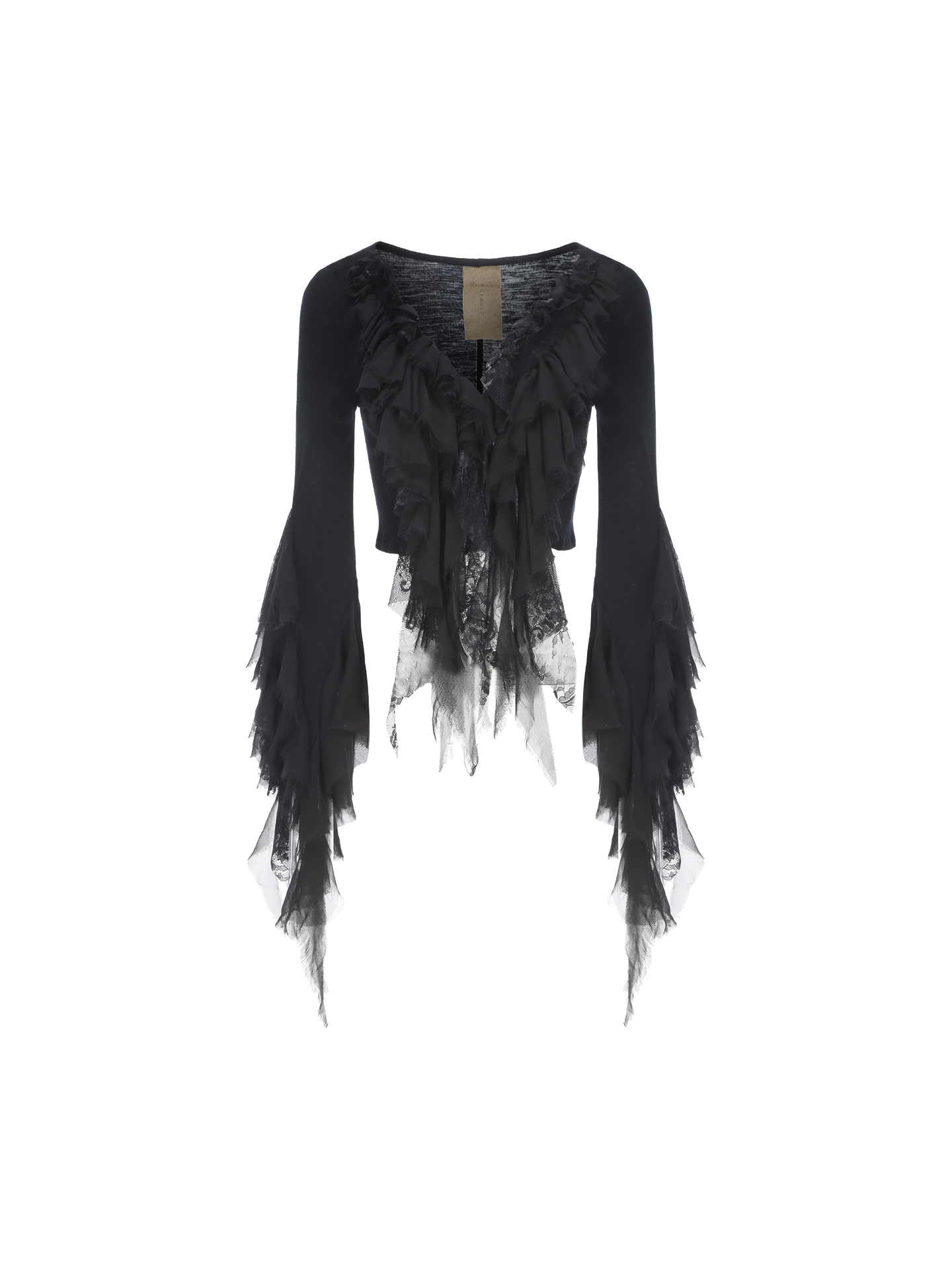 ELYWOOD BLACK WOOL LACE UP BLOUSE