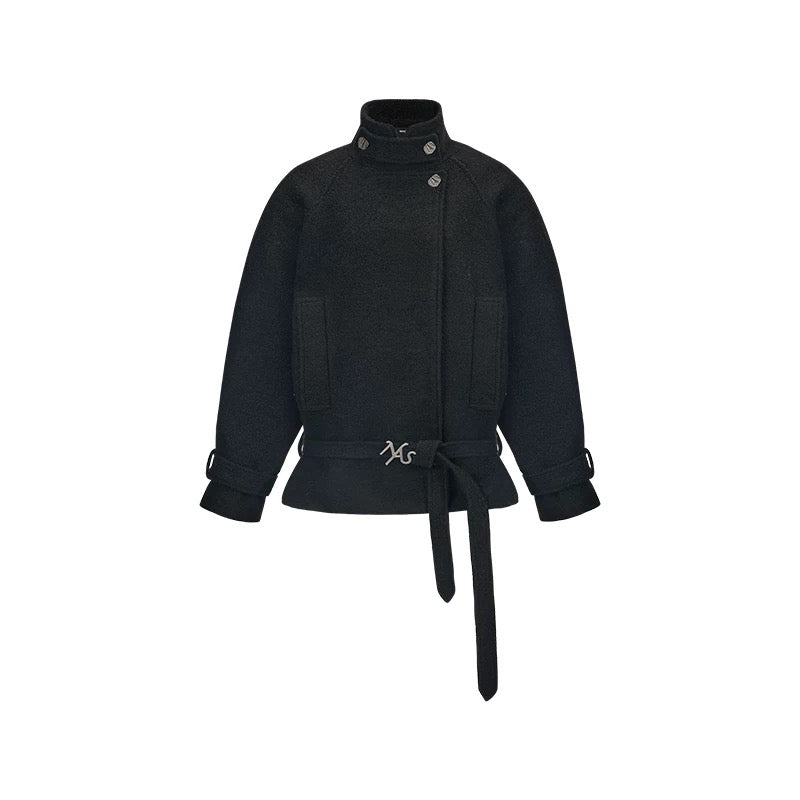 NAWS BLACK WOOL COAT