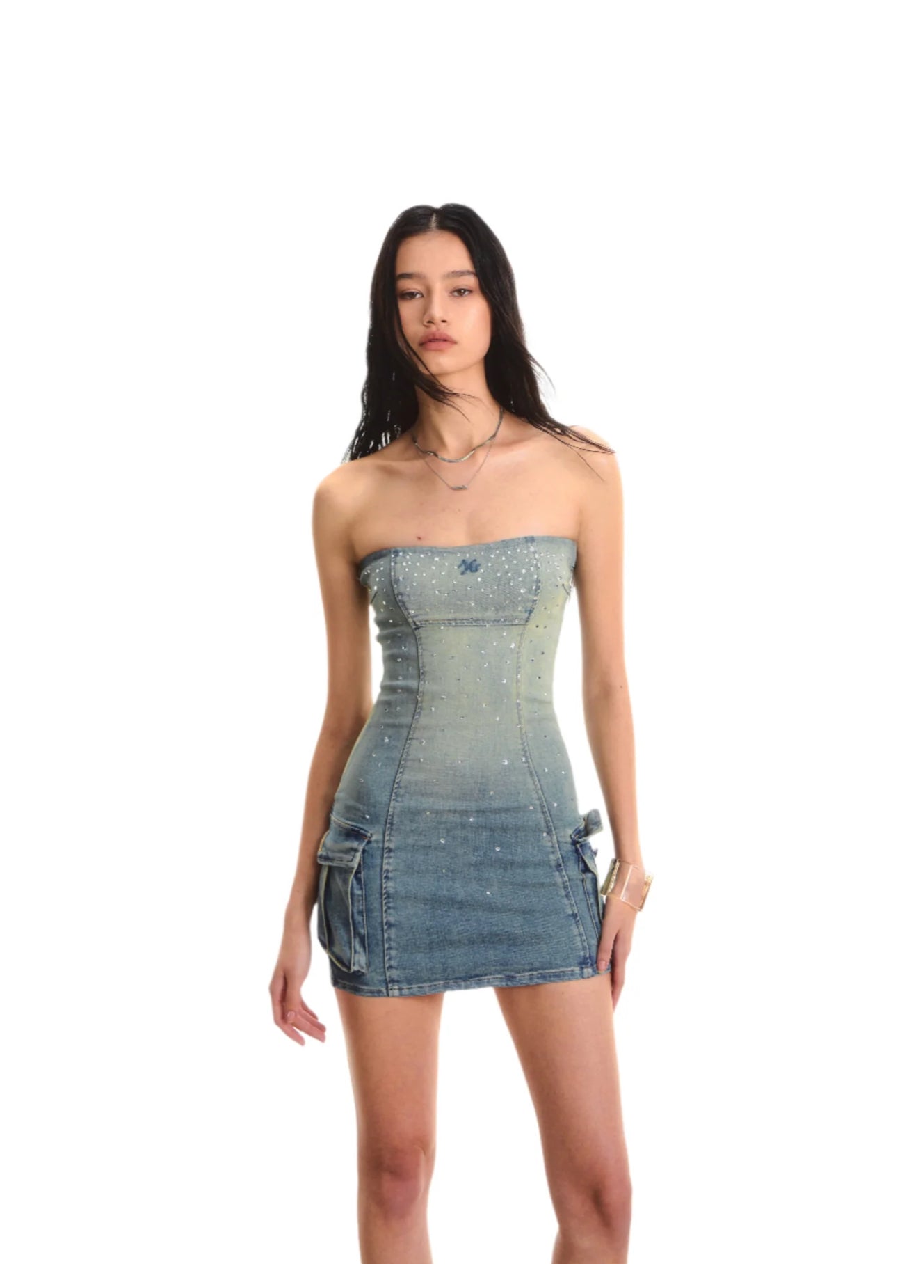 NAWS CARAT DENIM TUBE DRESS