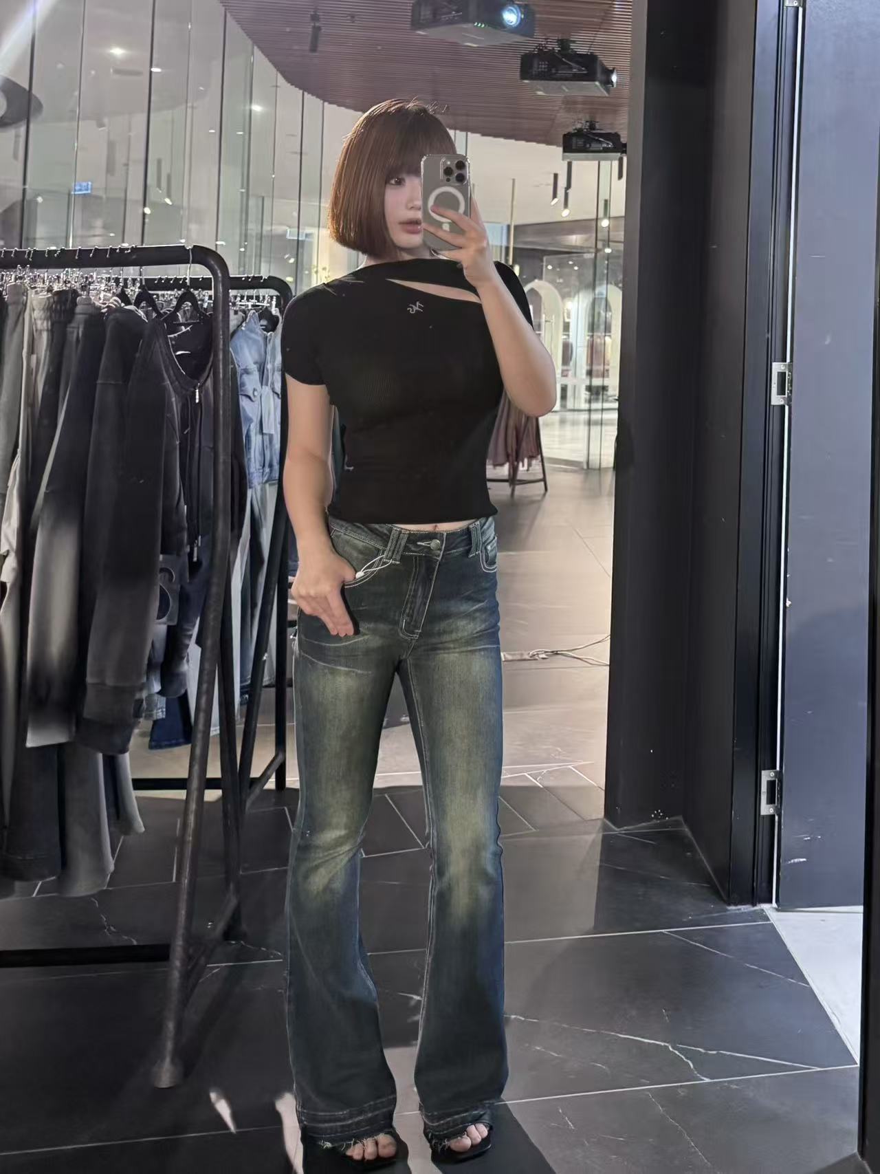 NAWS MOON SHADOW BLACK CRESCENT CUT-OUT T-SHIRT