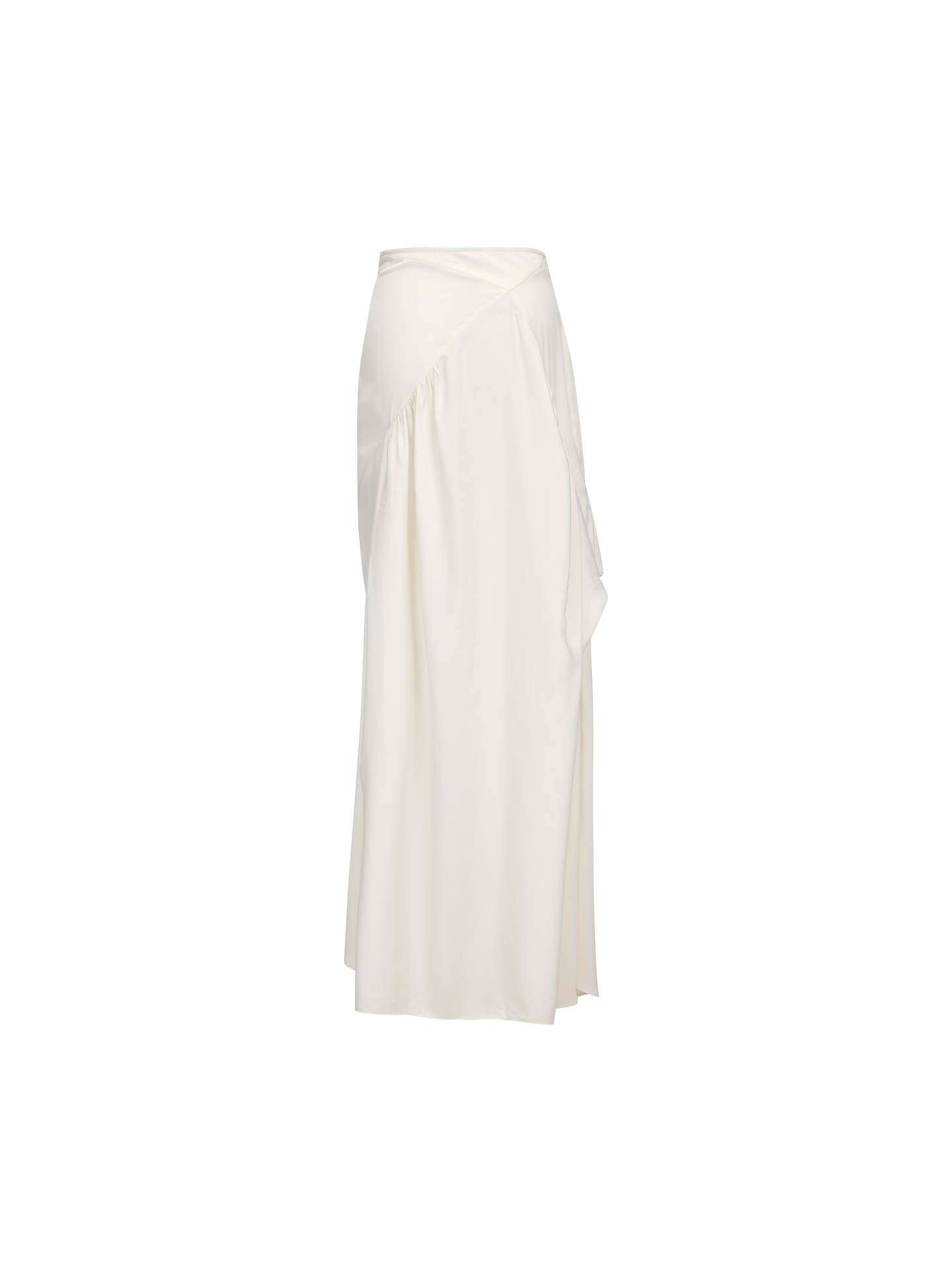 ELYWOOD WHITE ASYMMETRIC RUCHED SKIRT