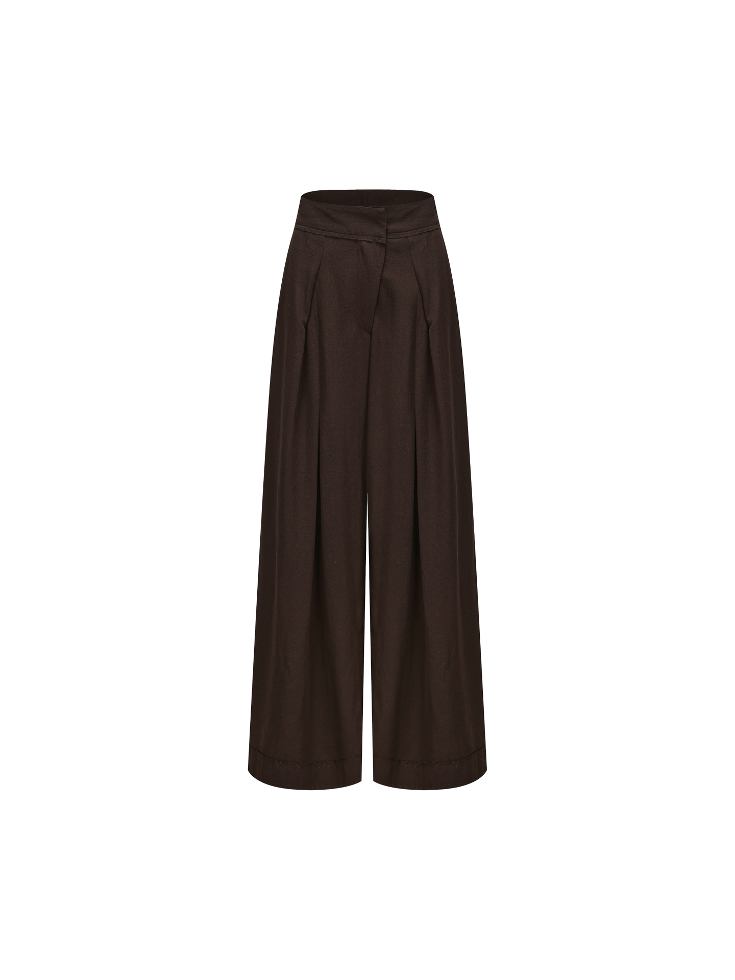 Elywood TAN DIAGONALLY PLEATED TROUSERS
