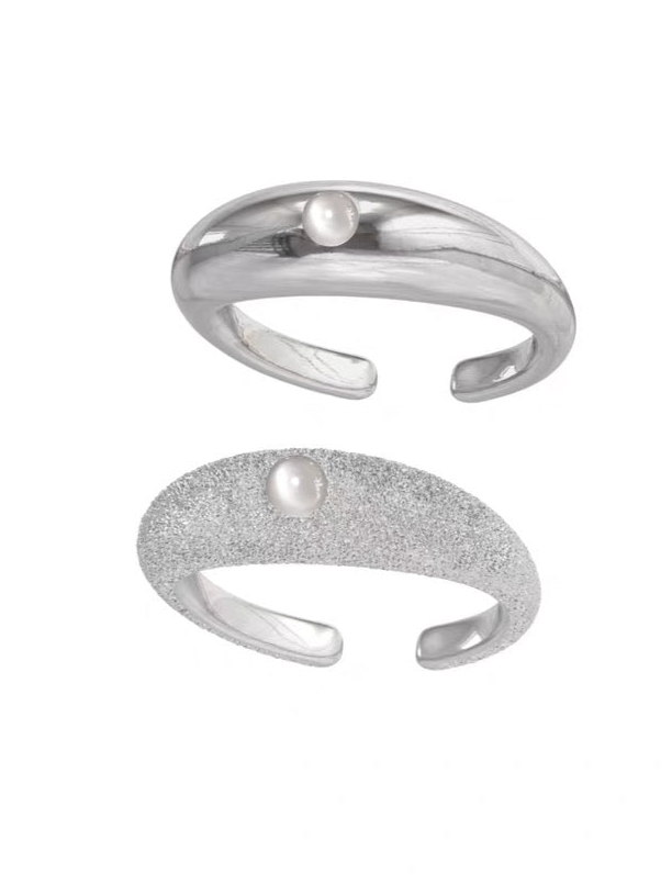 Miowrhyme matte silver moonstone ring