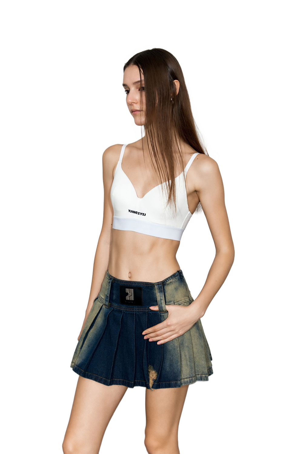 YJ1 COTTON PUSH UP PLUNGE BRA IN WHITE