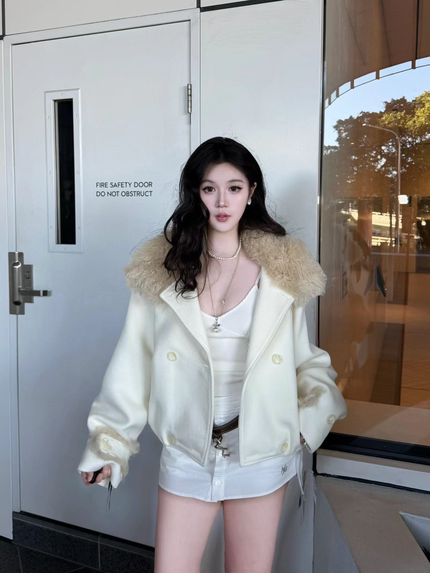 NAWS SNOW MELT WHITE POLAR OVERSIZED WOLLEN COAT