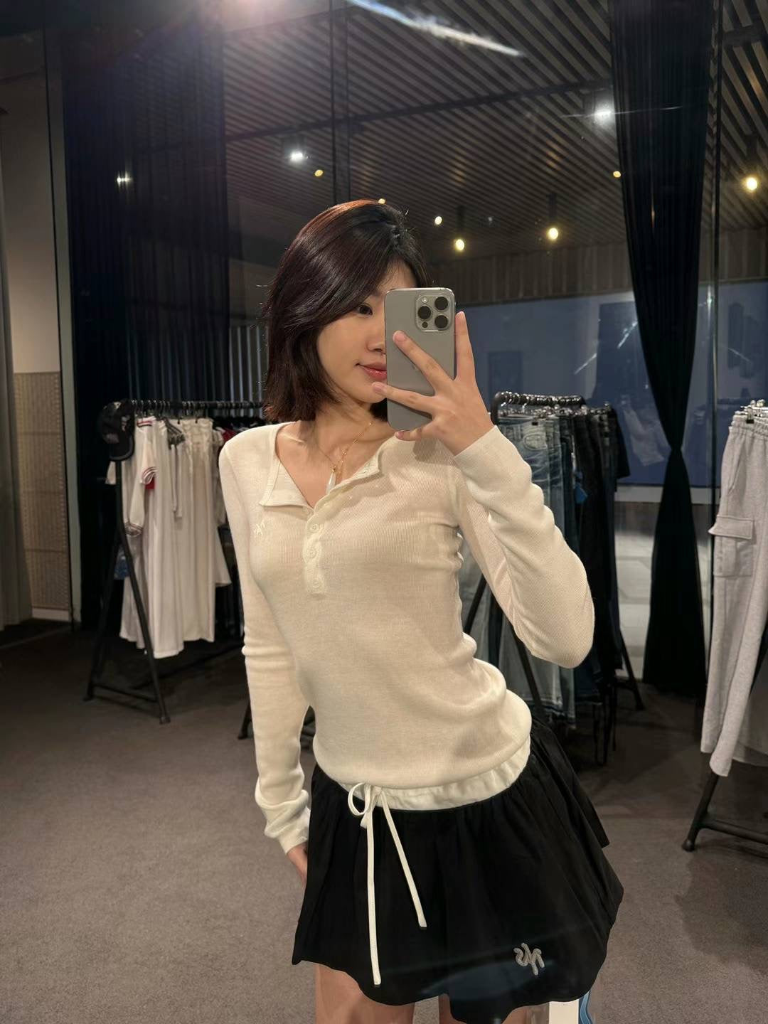 NAWS WHITE TWISTED HENLEY COLLAR KNITWEAR TOP