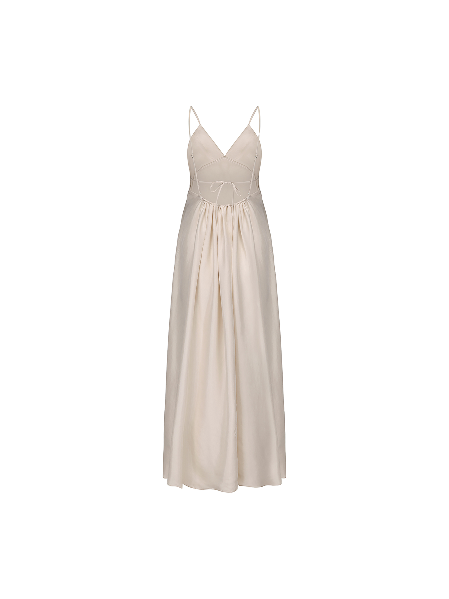 Elywood CREAM DRAPED DOUBLE-LAYER STRAP DRESS