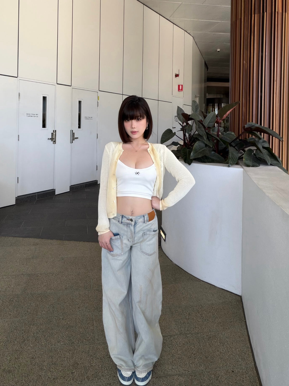 NAWS WHITE CERAMIC DENIM SACK JEANS