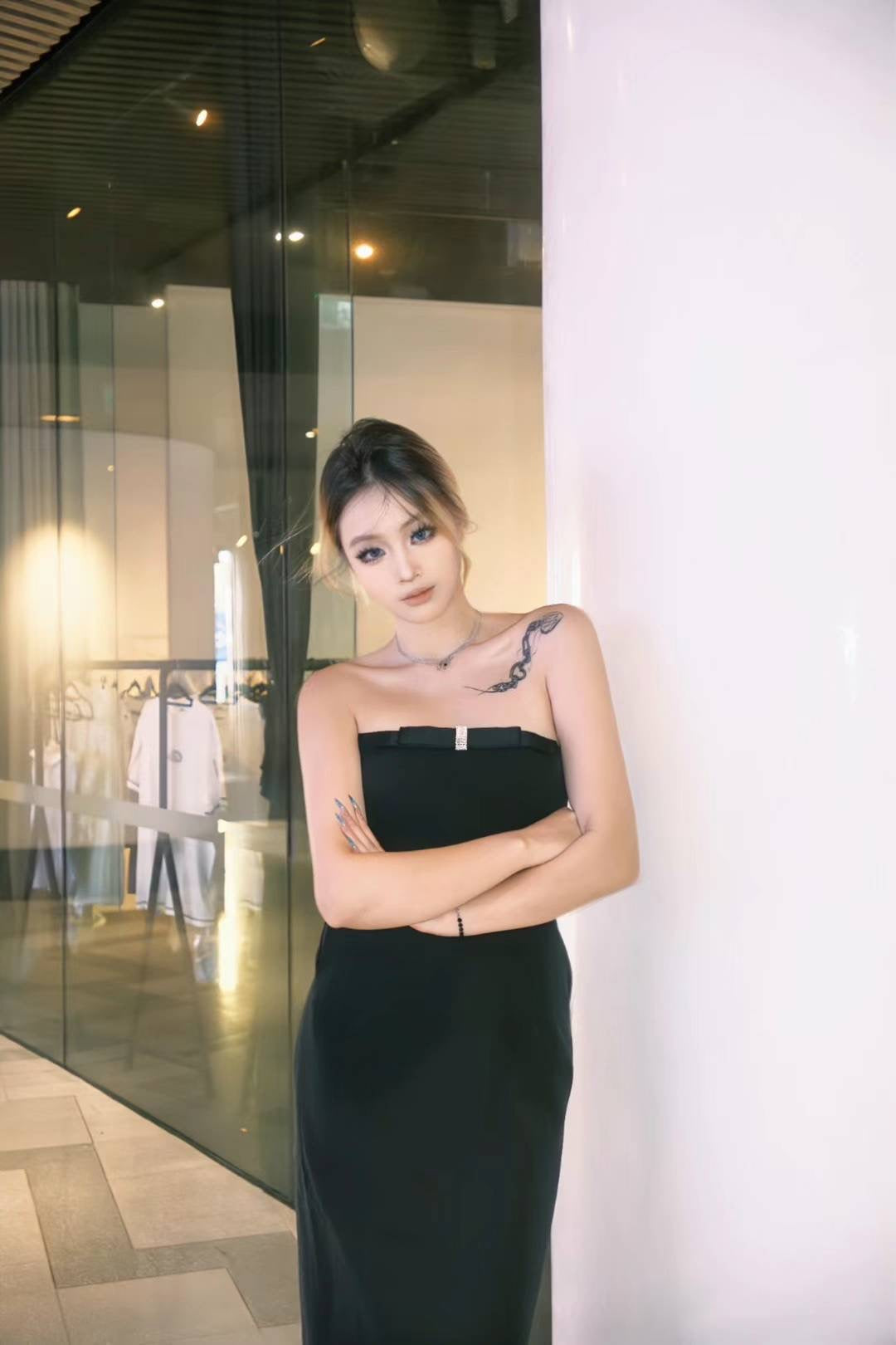 Nana Jacqueline Demi Bow Dress (Black)