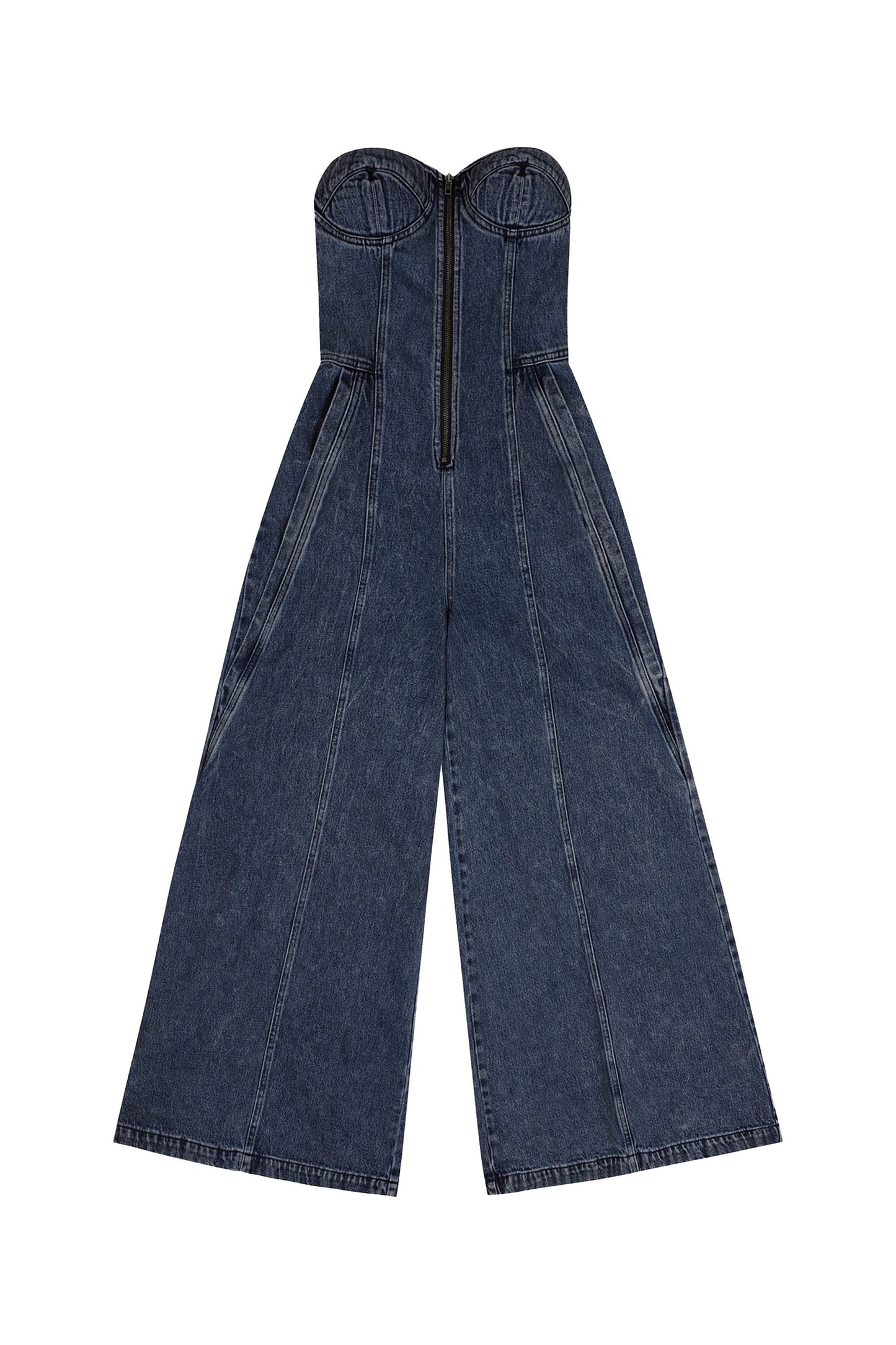 YJ1 STRAPLESS DENIM JUMPSUIT
