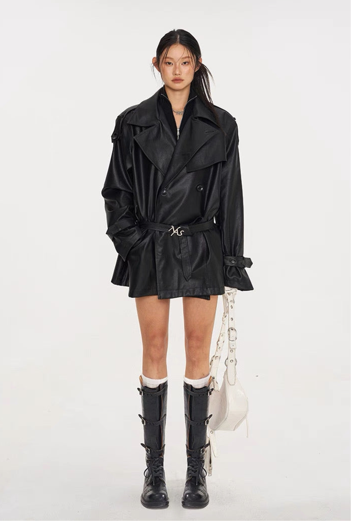 NAWS BLACK LEATHER TRACK SUIT