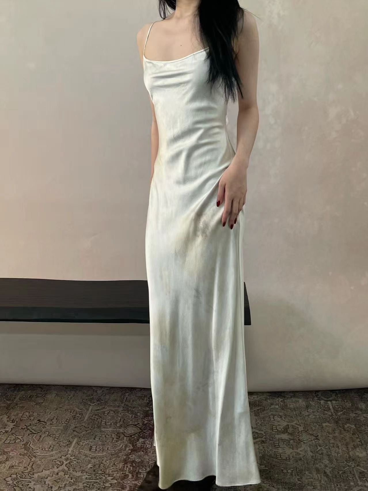 ELYWOOD PLANT DYED HALTER BACKLESS DRESS