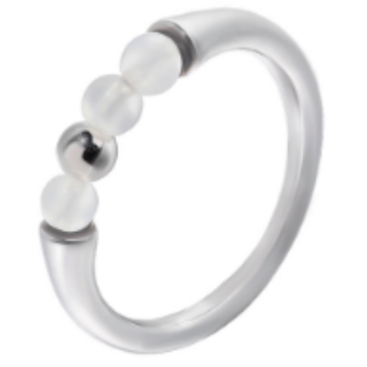 Miowrhyme silver ring with moonstone and beads