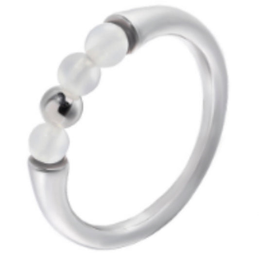 Miowrhyme silver ring with moonstone and beads