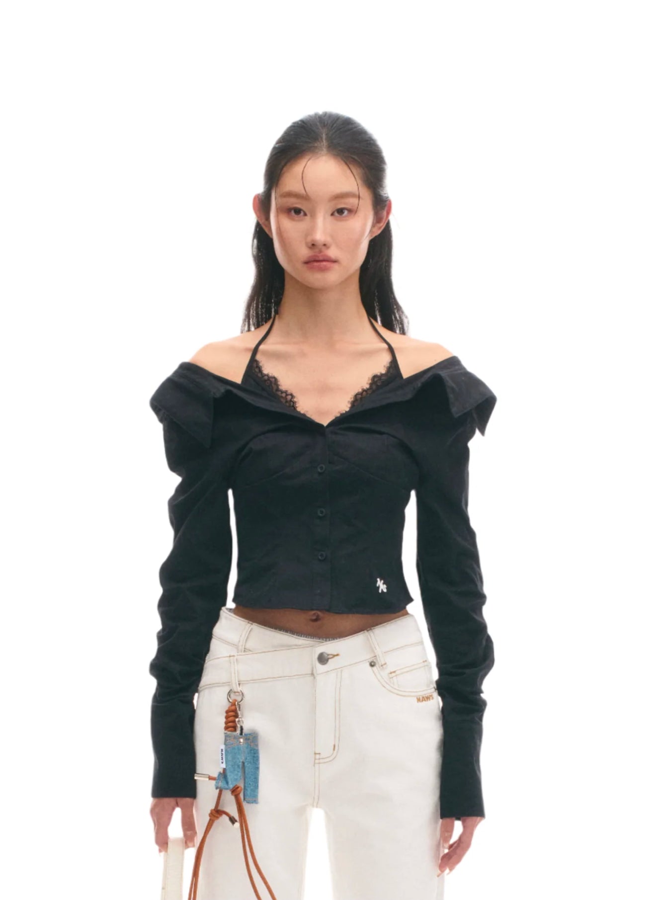 NAWS SIREN LACE BLACK SHIRT