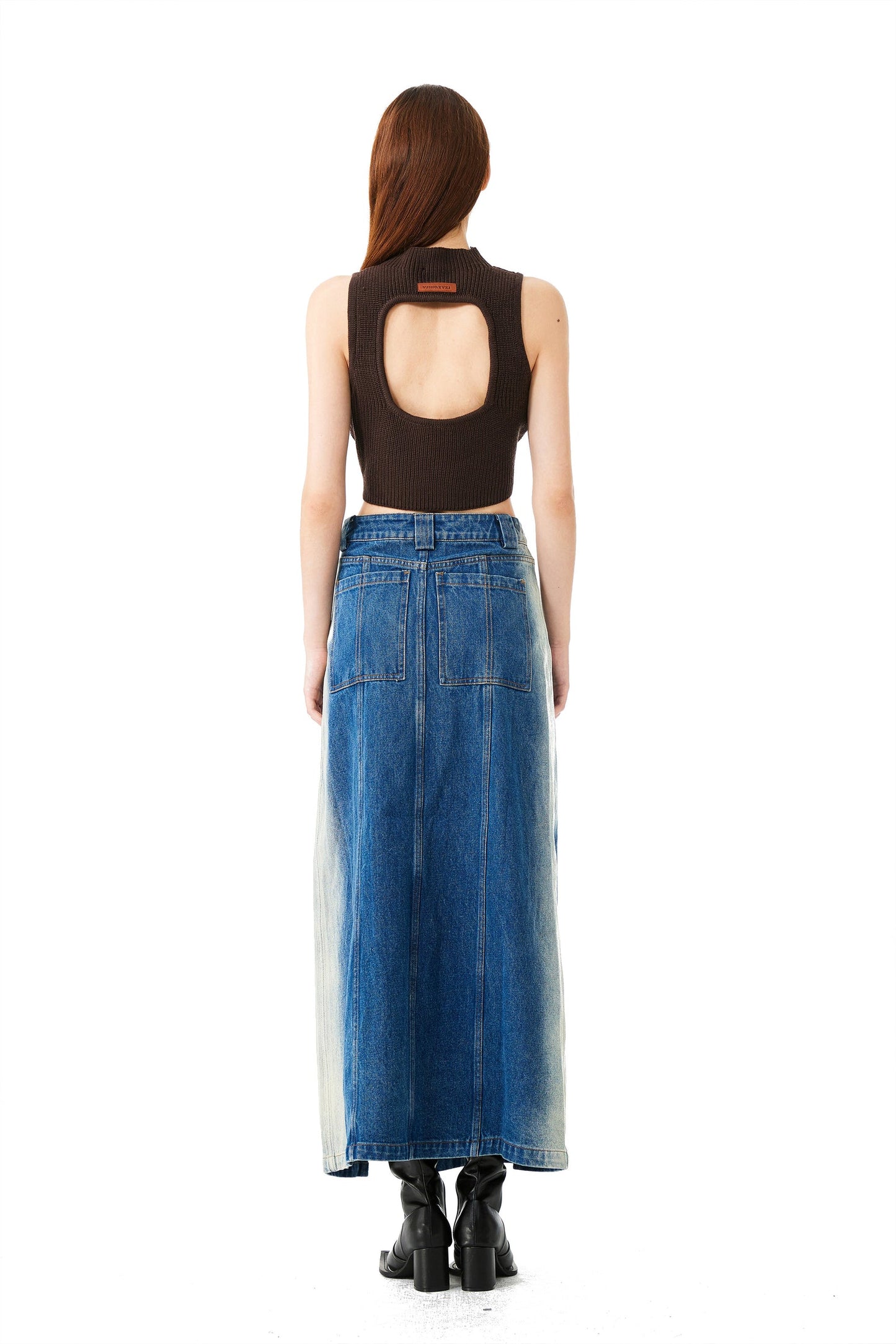 YJ1 HIGH-SLIT DENIM SKIRT