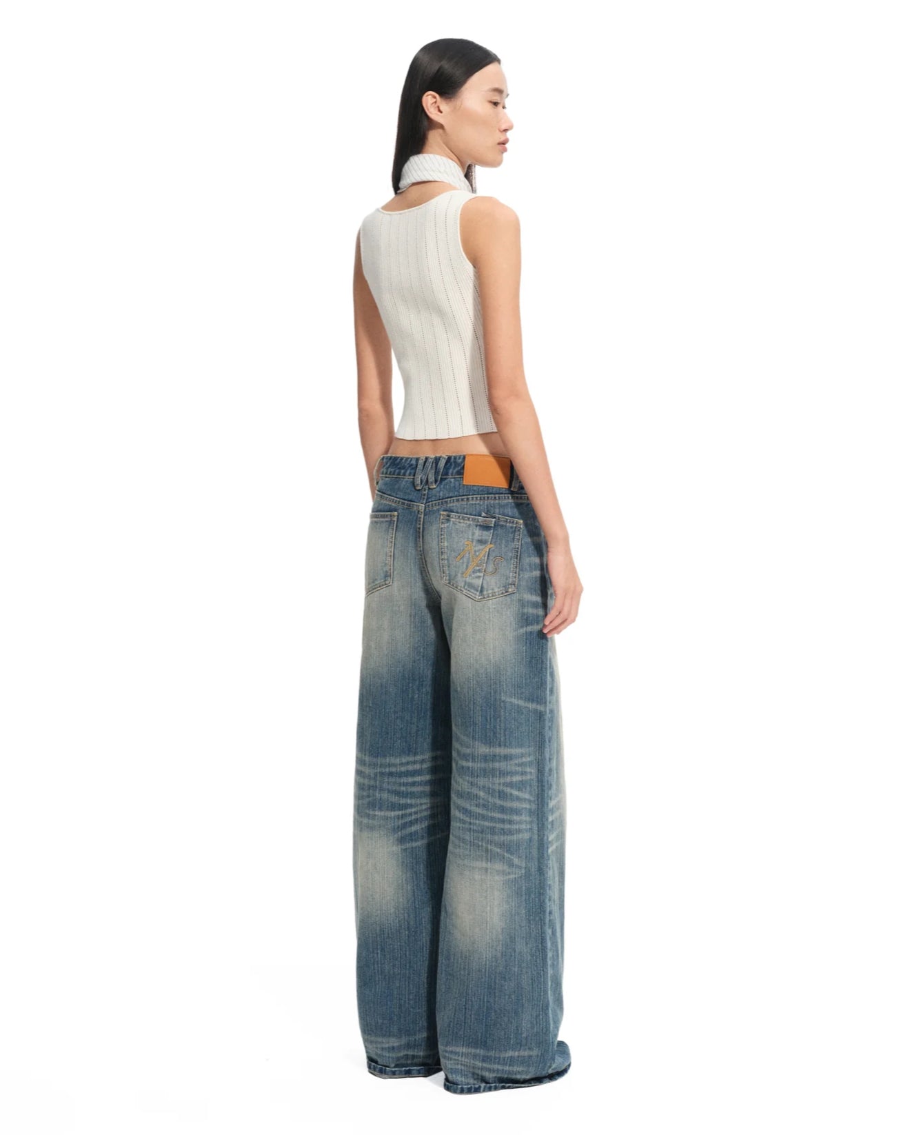 NAWS BLUE SPRING ASYMMETRIC STRAIGHT JEANS