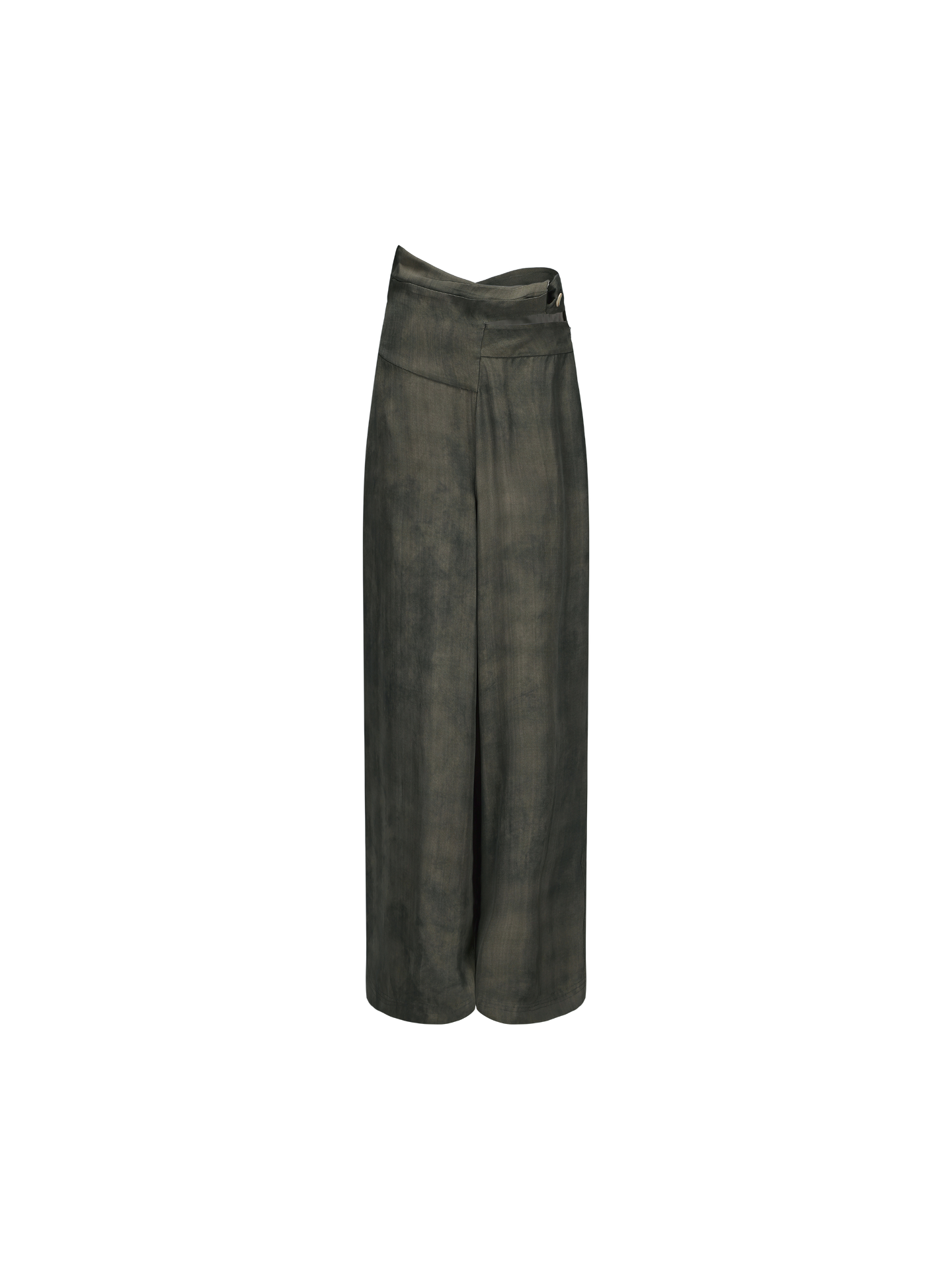 ELYWOOD GREEN HIGH-WAISTED WIDE-LEG PANTS