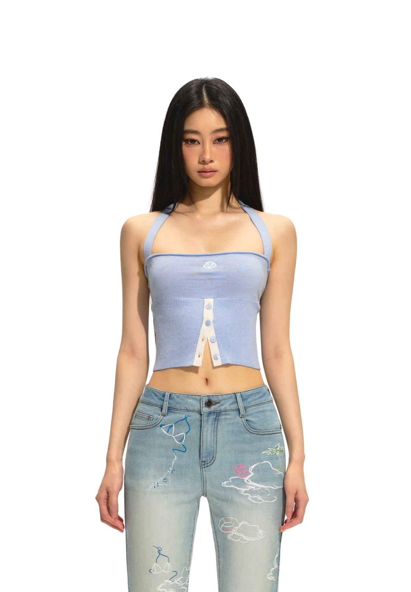 NAWS BABY BLUE LAZY STRAP TOP