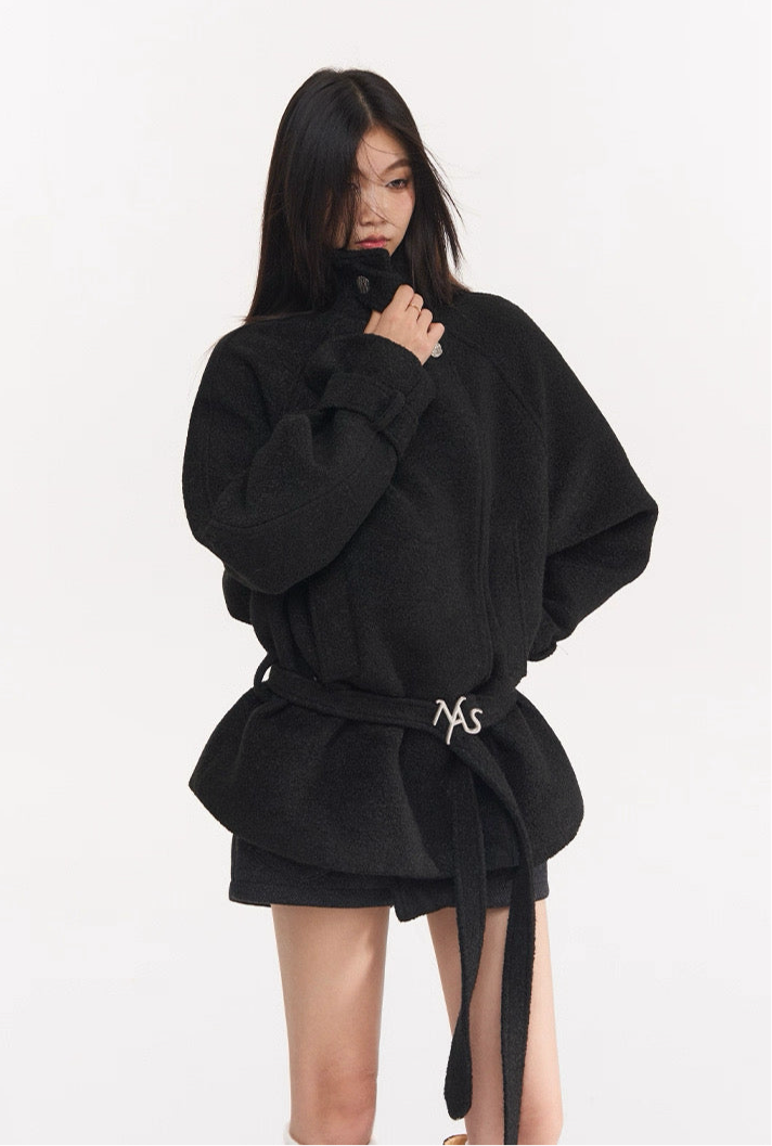 NAWS BLACK WOOL COAT