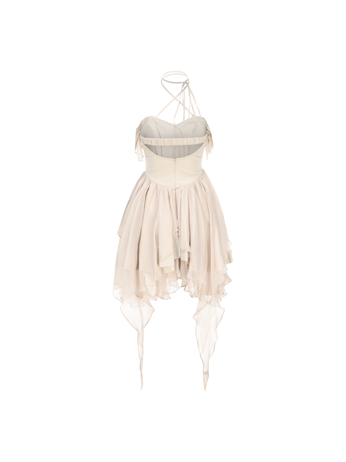 ELYWOOD BEIGE FLORAL HALTER SHORT DRESS