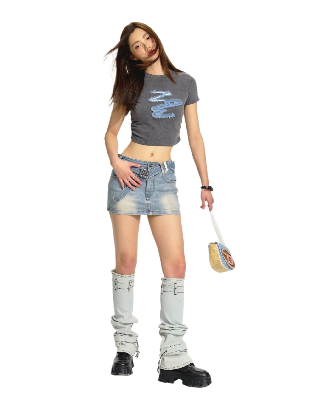NAWS TRACE HIGH WAIST DENIM SKIRT