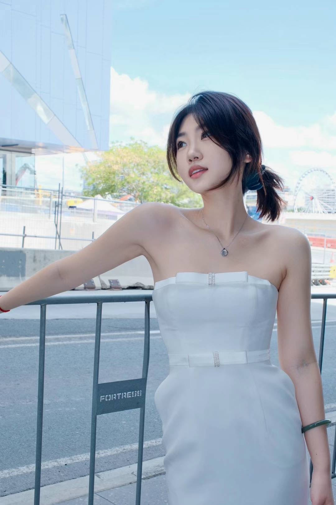 Nana Jacqueline Demi Bow Midi Dress (White)
