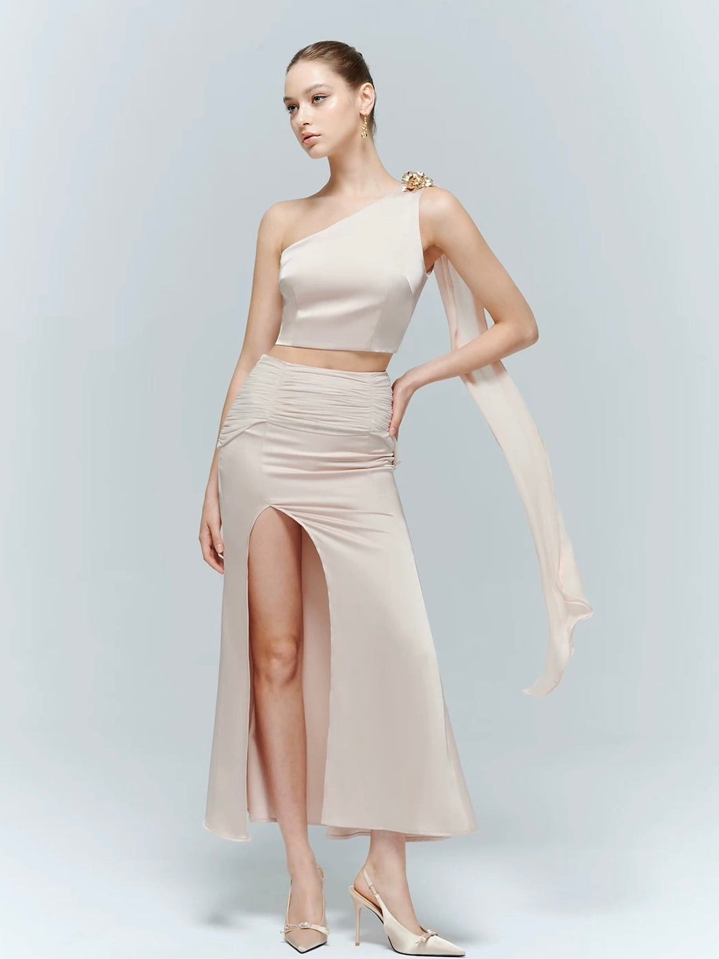 Artel retro satin split skirt