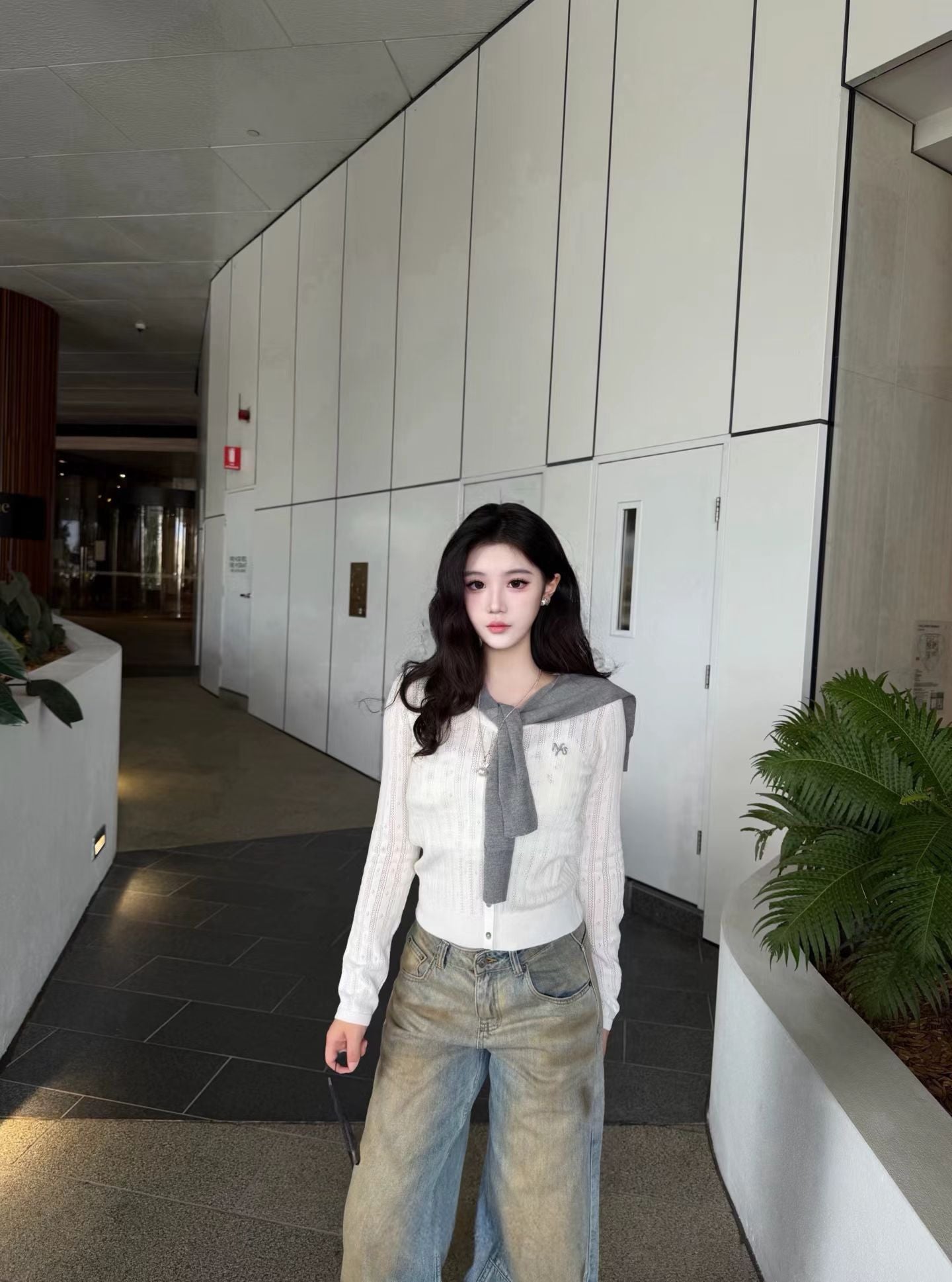 NAWS WHITE DURO SHAWL KNIT CARDIGAN