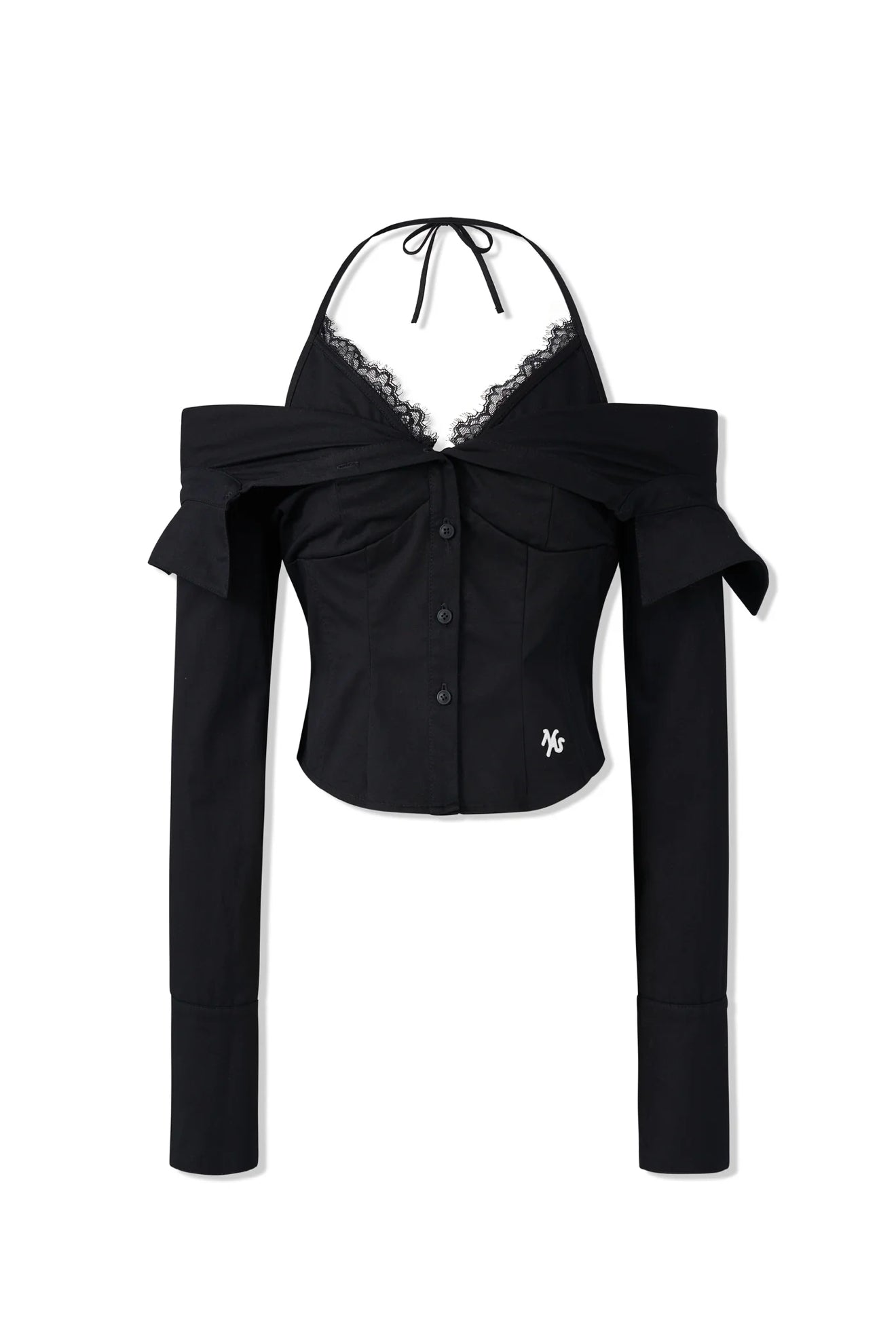 NAWS SIREN LACE BLACK SHIRT