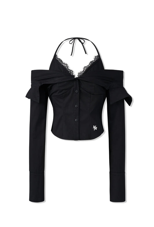 NAWS SIREN LACE BLACK SHIRT