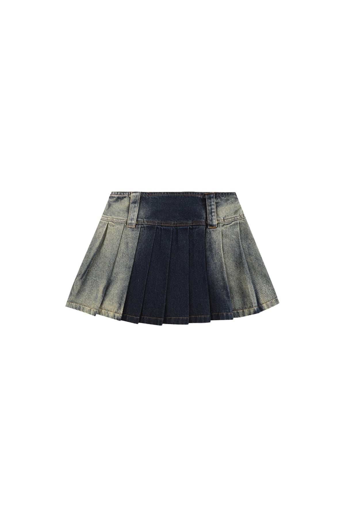 YJ1 GRADIENT PLEATED DENIM MINISKIRT