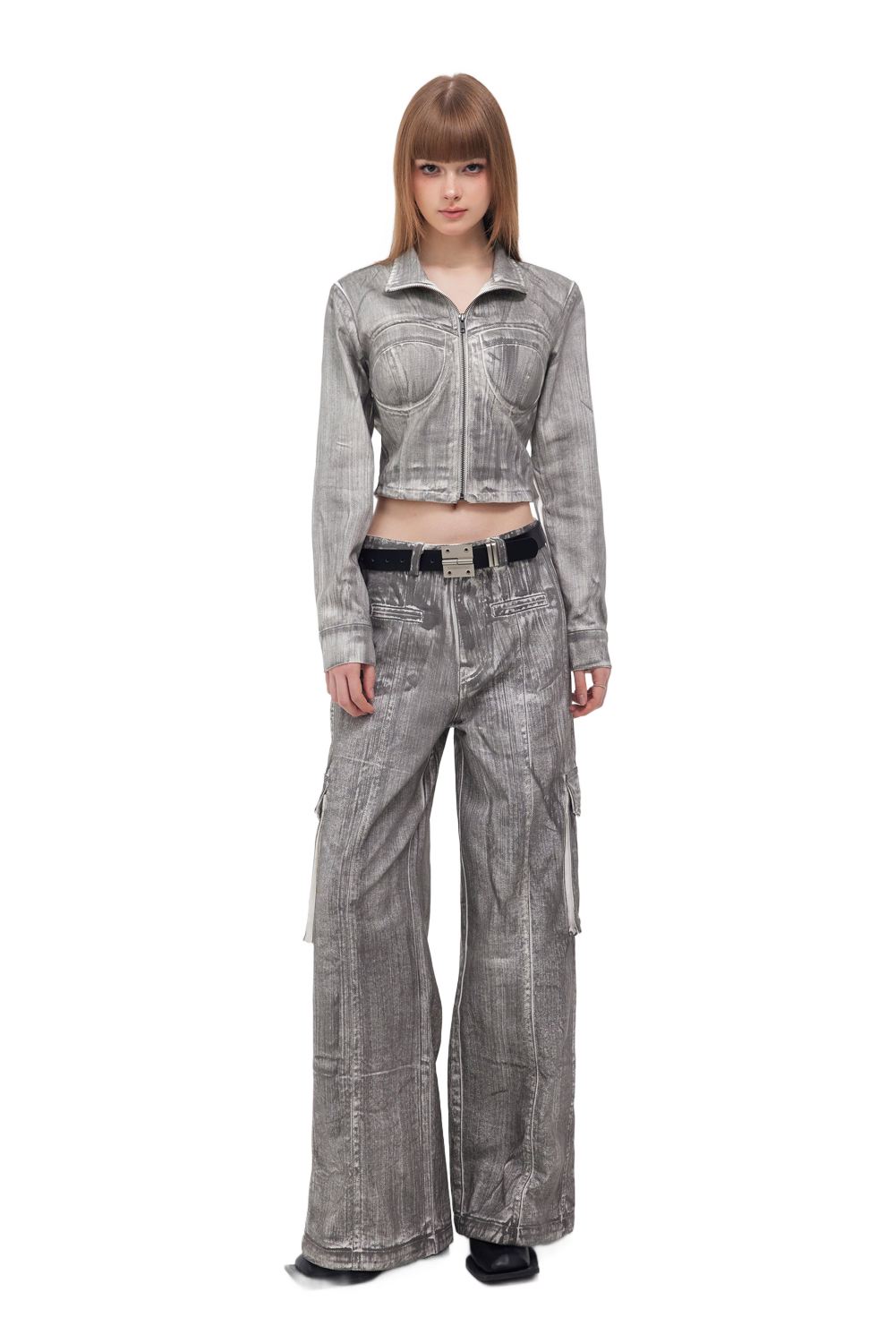 YJ1 DENIM CORSET JACKET IN SCRAWL
