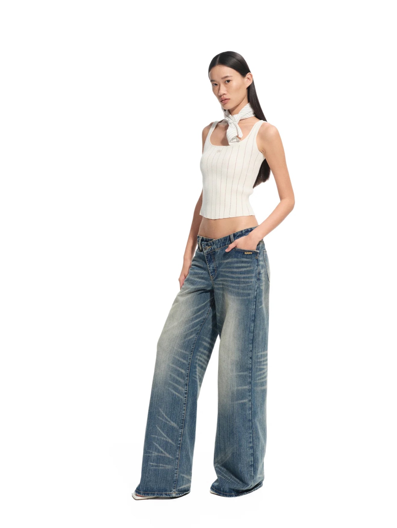 NAWS BLUE SPRING ASYMMETRIC STRAIGHT JEANS