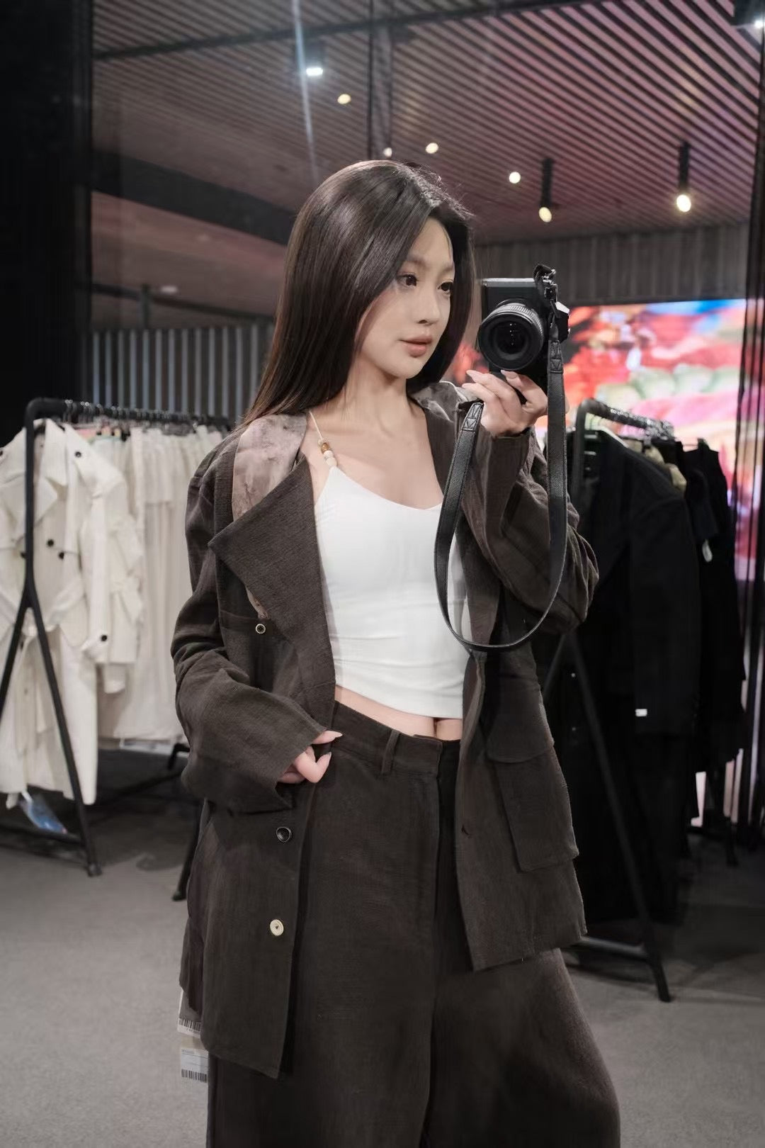 ELYWOOD OLIVE LINEN BELTED WIDE-LEG PANTS