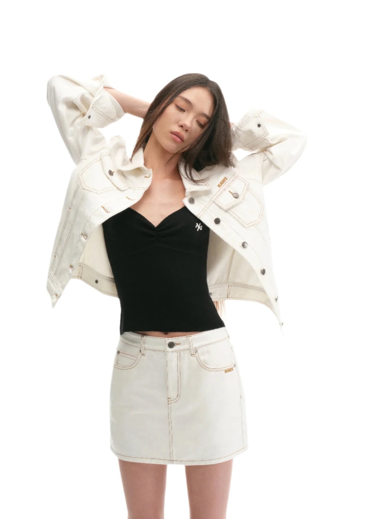 NAWS SELVEDGE ORIGINAL DENIM SKIRT WHITE