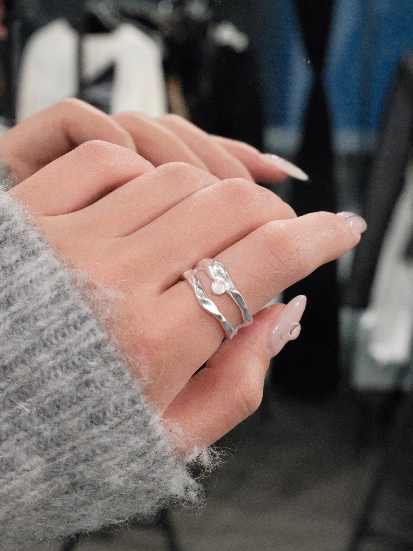 Miowrhyme silver moonstone ring