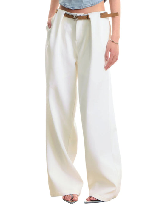 NAWS WHITE CIGARETTE SUIT STRAIGHT PANTS