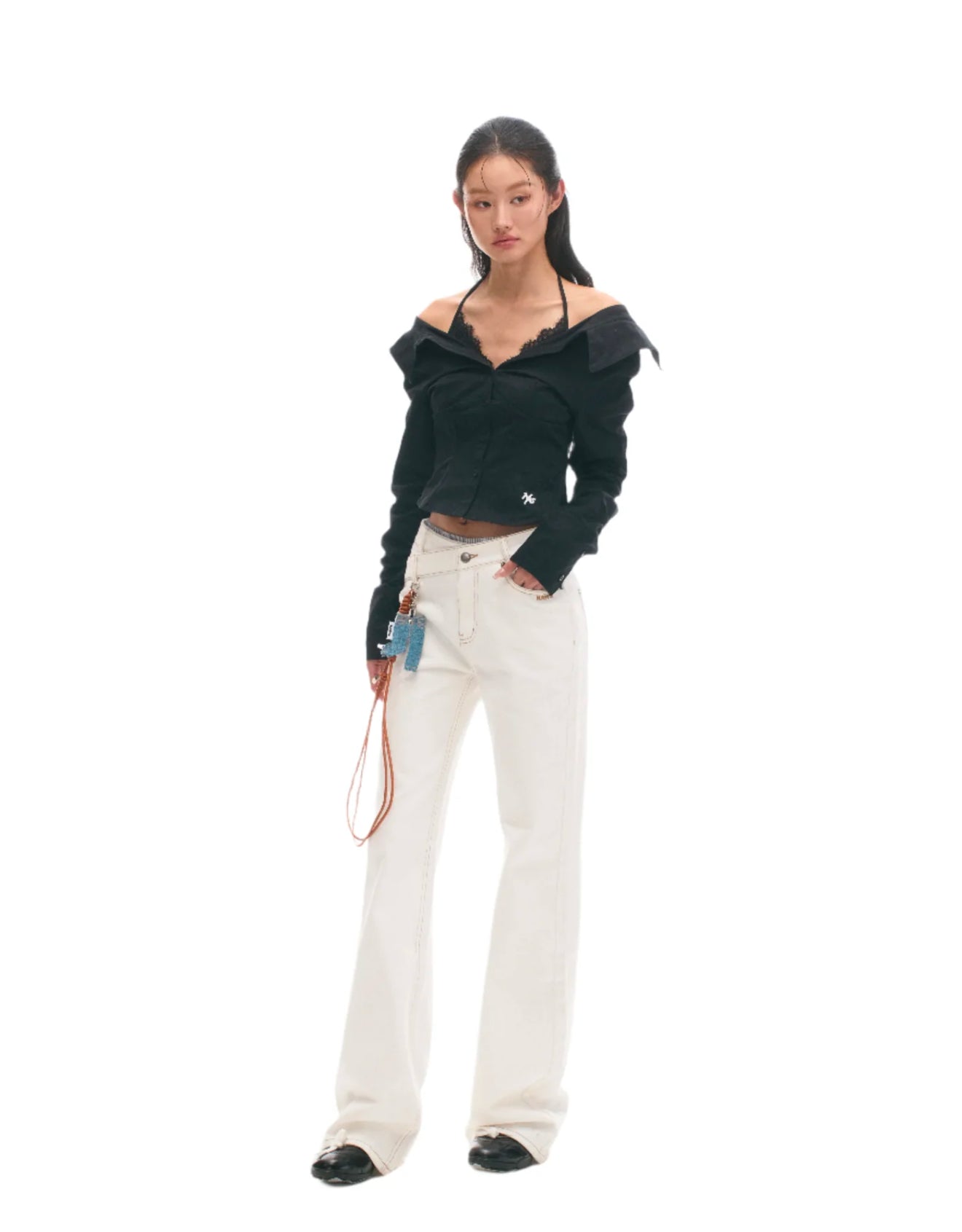 NAWS SIREN LACE BLACK SHIRT