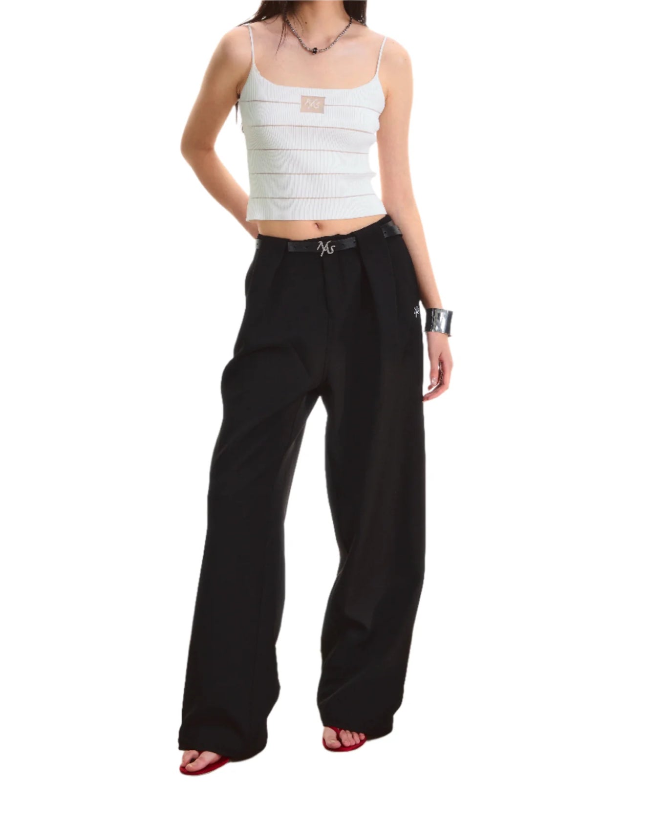NAWS BLACK CIGARETTE SUIT STRAIGHT PANTS